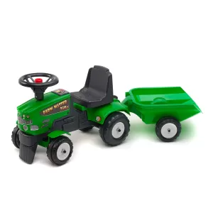 Детски трактор за яздене с ремарке Falk Farm, зелен