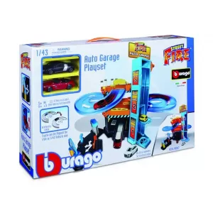 Комплект за игра Bburago - гараж с автомивка, 1бр. Количка 1:43