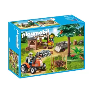 Playmobil - Двор за дървен материал с трактор