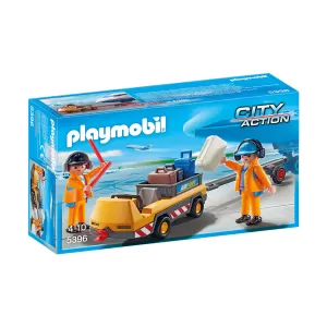 Playmobil - Влекач на самолет с екипаж на земята